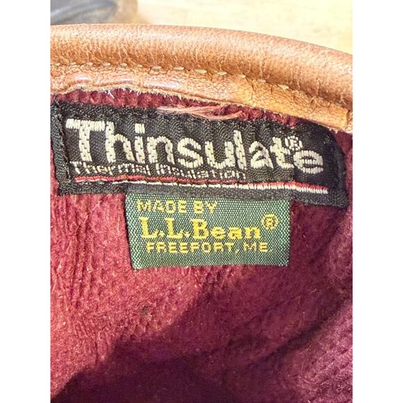 VTG LL Bean Maine Hunting Boots Leather Thinsulate Sz 7 Tan Gray Preppy Country - Picture 8 of 12